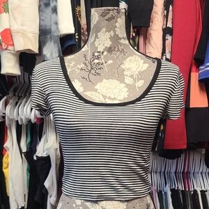 Ambiance Black and White Striped Crop Top